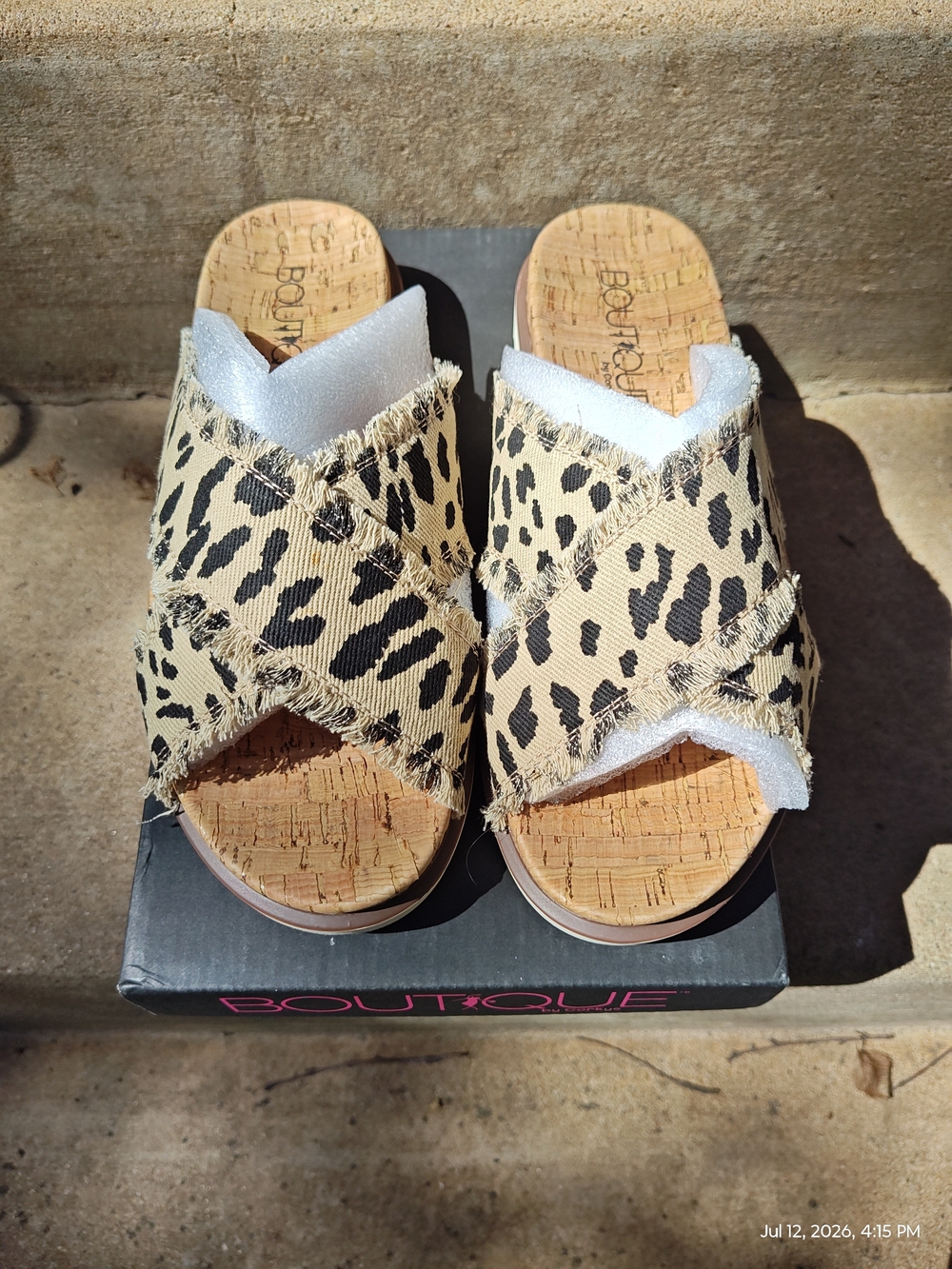 Corkys Leopard Print Dog Days, Slide Sandals - Tan & Black Size 9m